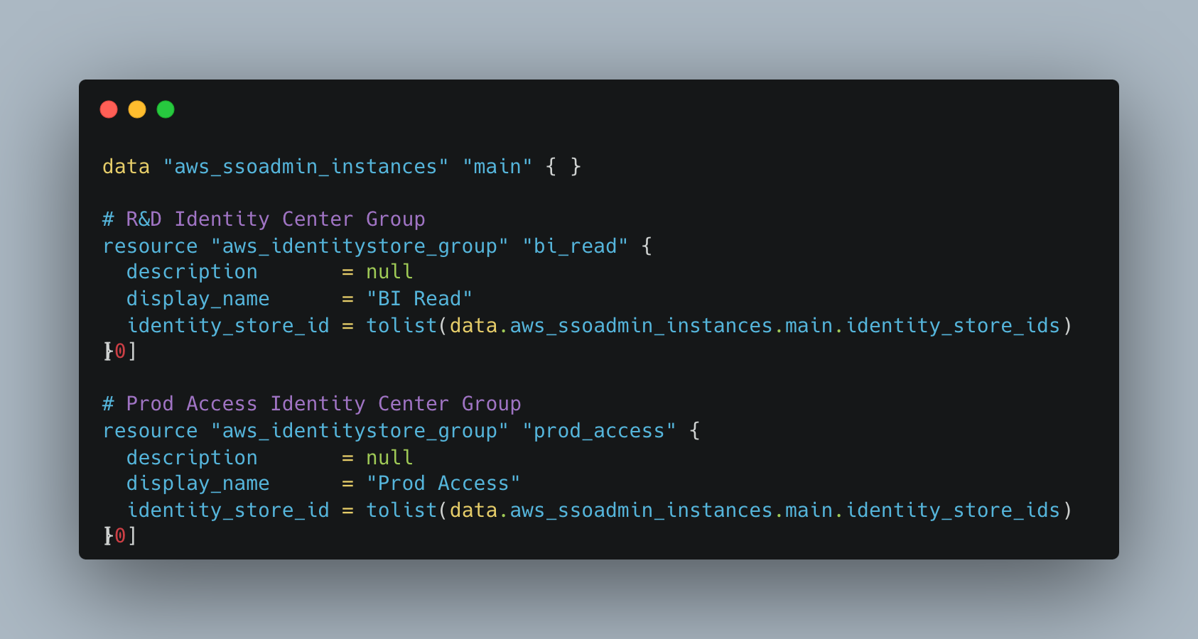 Define groups through Terraform