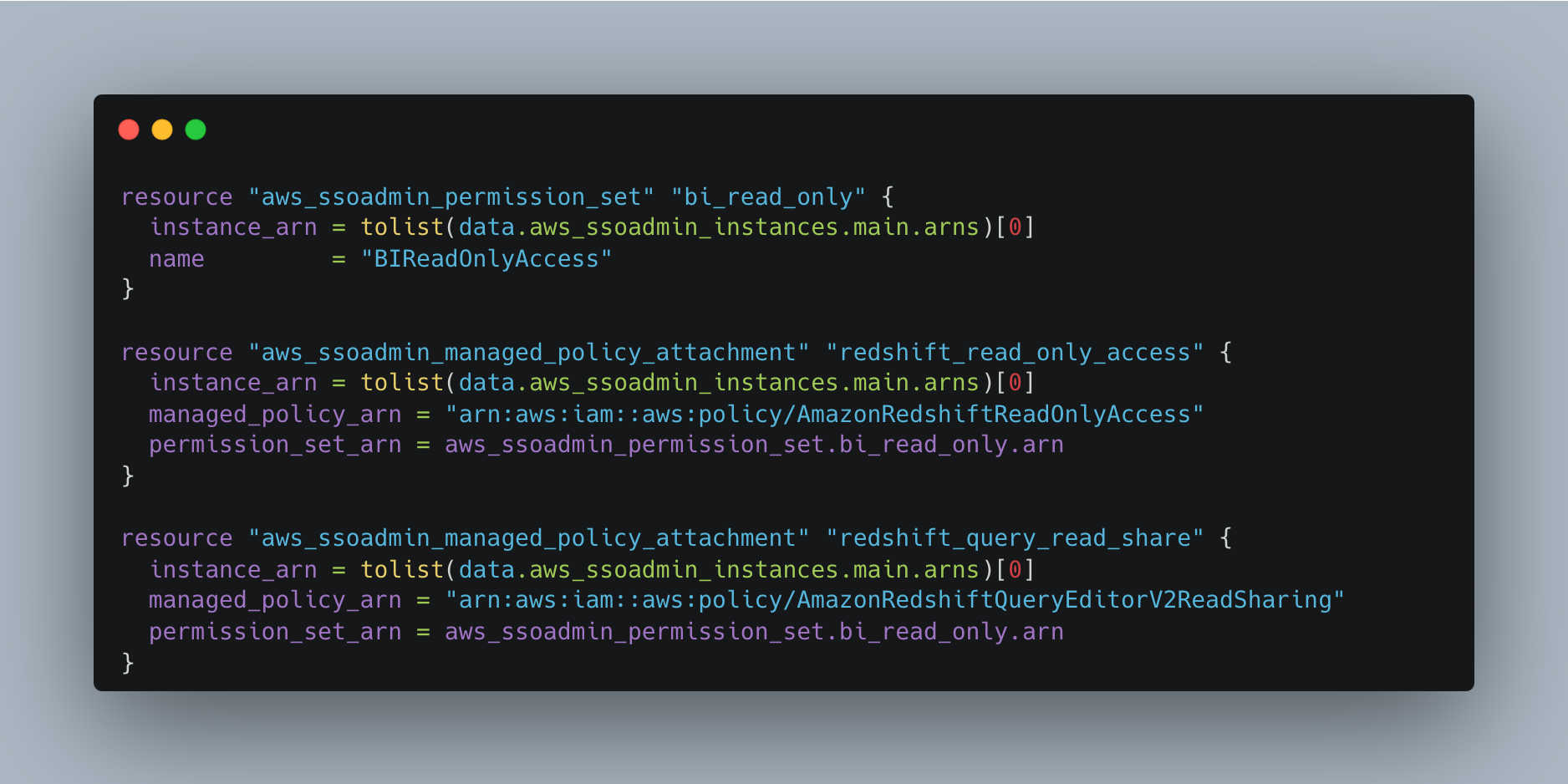 Define Permission Sets in Terraform for a BI Read group